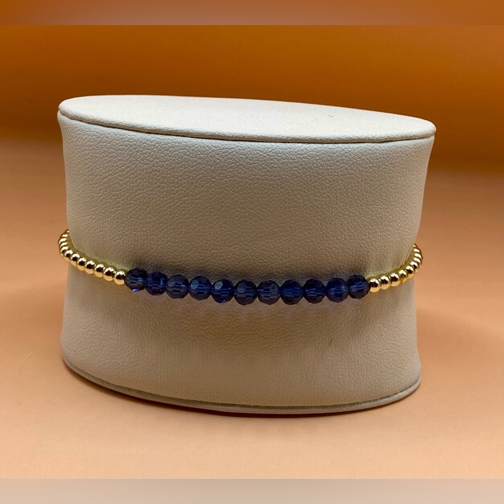 Gold (14K) Filled Beaded Bracelet; Austrian crystal beads;Sweat & waterproof.